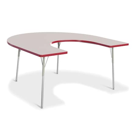 Jonti-Craft Berries Horseshoe Activity Table, 66 in. x 60 in., A-height, Freckled Gray/Red/Gray 6445JCA008